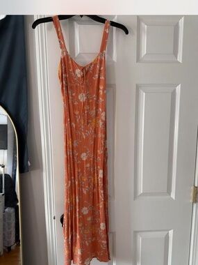Women's Orange Floral Maxi Dress